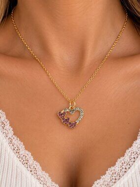 Gold-Plated Pink Crystal Heart Necklace – Sparkling Romantic Jewellery
